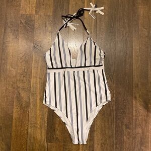 Women’s Cupshe Striped white one piece swim suit
